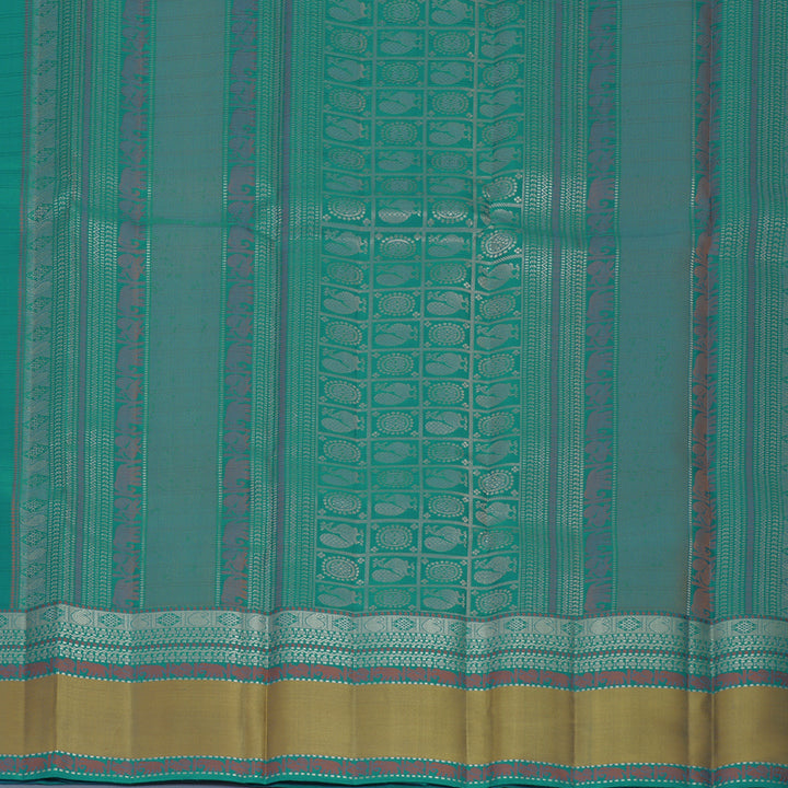 Hayagrivas Turquoise Blue Handloom Soft Silk Saree KBF881H19-2