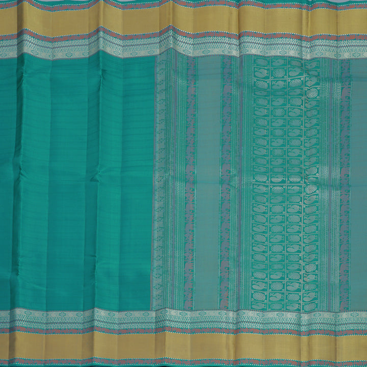 Hayagrivas Turquoise Blue Handloom Soft Silk Saree KBF881H19-2