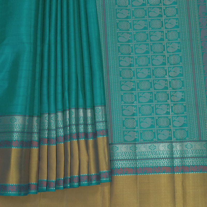 Hayagrivas Turquoise Blue Handloom Soft Silk Saree KBF881H19-2