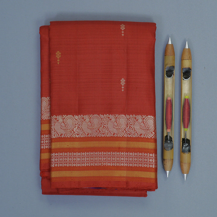 Hayagrivas Red Handloom Soft Silk Saree KBF881H20-1
