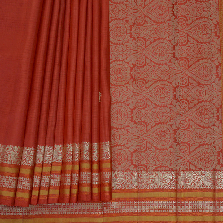 Hayagrivas Red Handloom Soft Silk Saree KBF881H20-1
