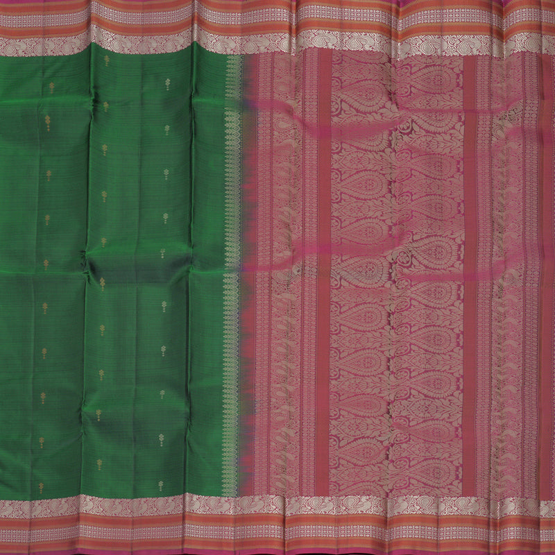 Hayagrivas Bottle Green Handloom Soft Silk Saree KBF881H20-2