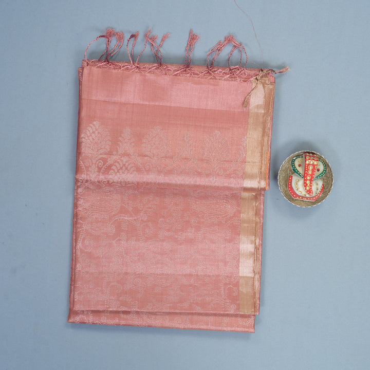 Hayagrivas Peach Pink Handloom Soft Silk Saree KBF881H24-2