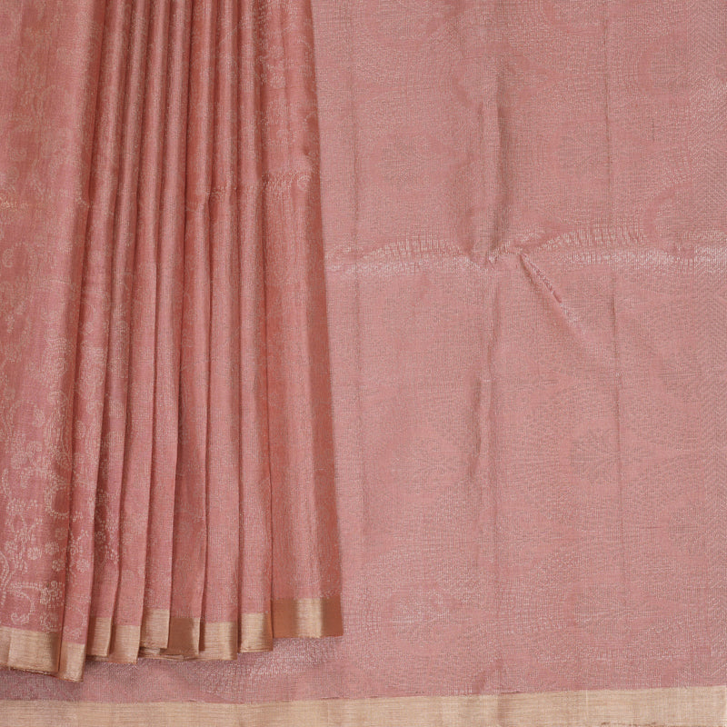 Hayagrivas Peach Pink Handloom Soft Silk Saree KBF881H24-2