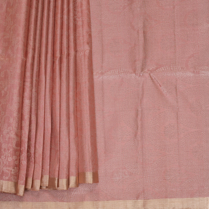Hayagrivas Peach Pink Handloom Soft Silk Saree KBF881H24-2