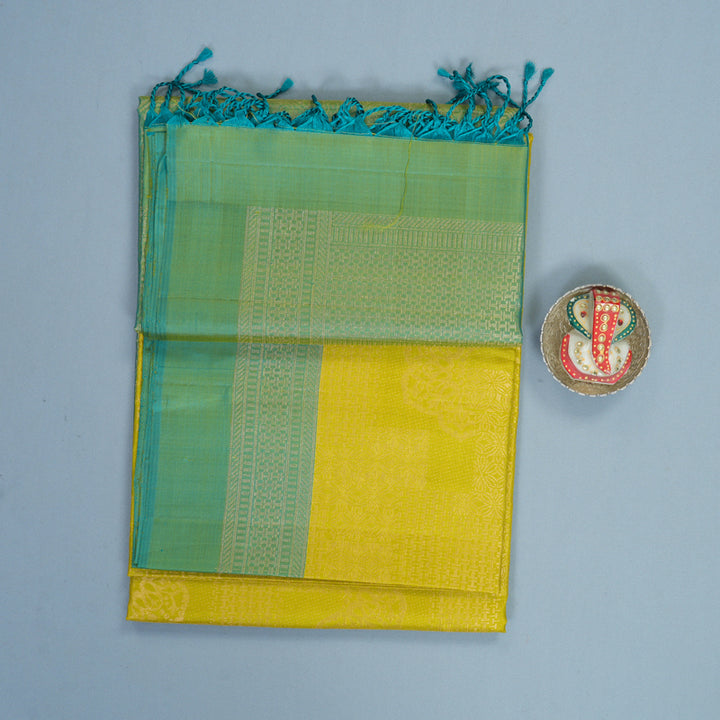 Hayagrivas Lime Green Handloom Soft Silk Saree KBF881H26-2