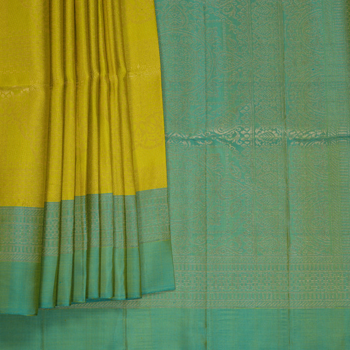 Hayagrivas Lime Green Handloom Soft Silk Saree KBF881H26-2