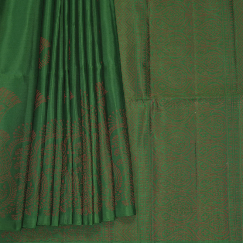 Hayagrivas Leaf Green Handloom Soft Silk Saree KBF881H36-2