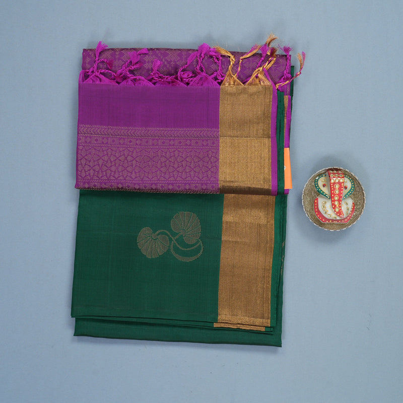 Hayagrivas Bottle Green Handloom Soft Silk Saree KBF883H1-3