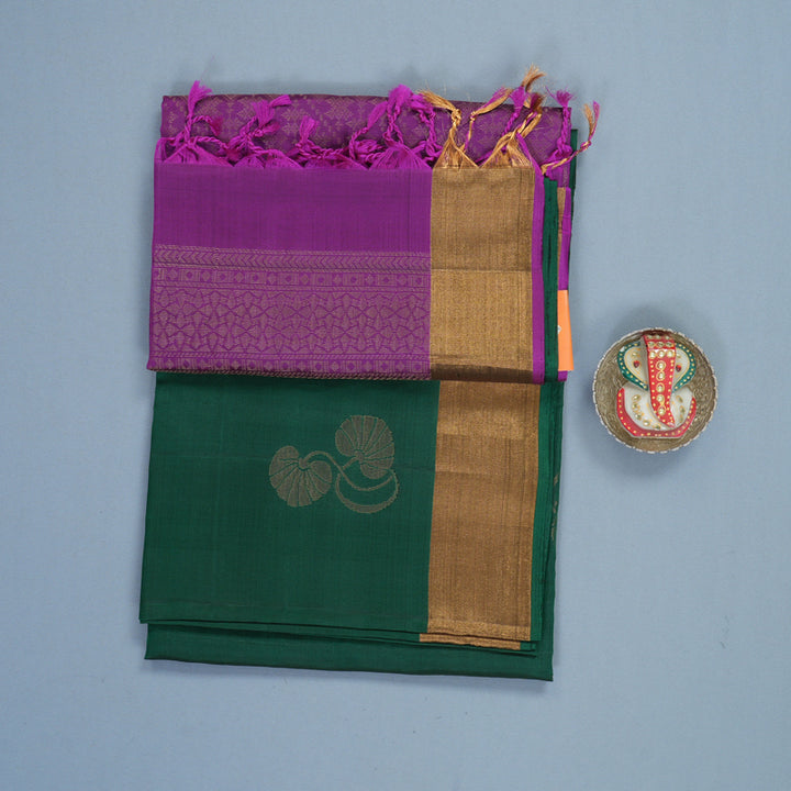 Hayagrivas Bottle Green Handloom Soft Silk Saree KBF883H1-3