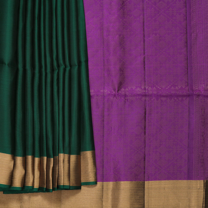 Hayagrivas Bottle Green Handloom Soft Silk Saree KBF883H1-3