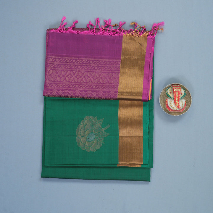 Hayagrivas Green Handloom Soft Silk Saree KBF883H1-6