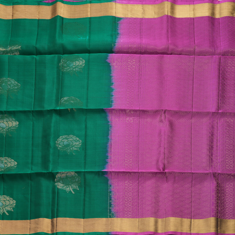 Hayagrivas Green Handloom Soft Silk Saree KBF883H1-6
