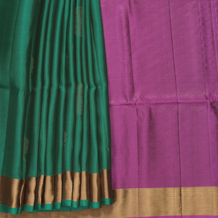 Hayagrivas Green Handloom Soft Silk Saree KBF883H1-6