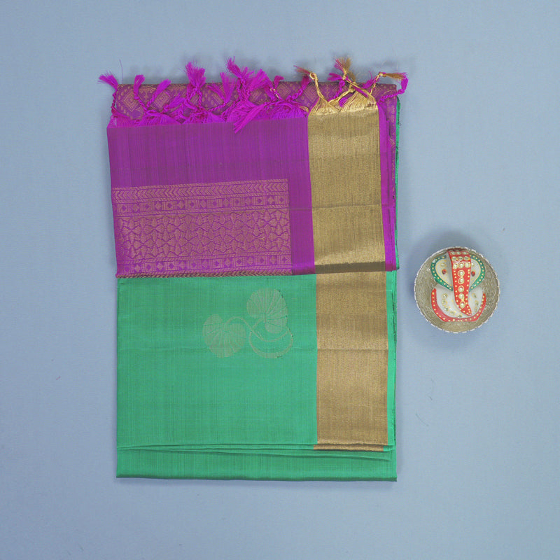 Hayagrivas Sea Green Handloom Soft Silk Saree KBF883H1-7