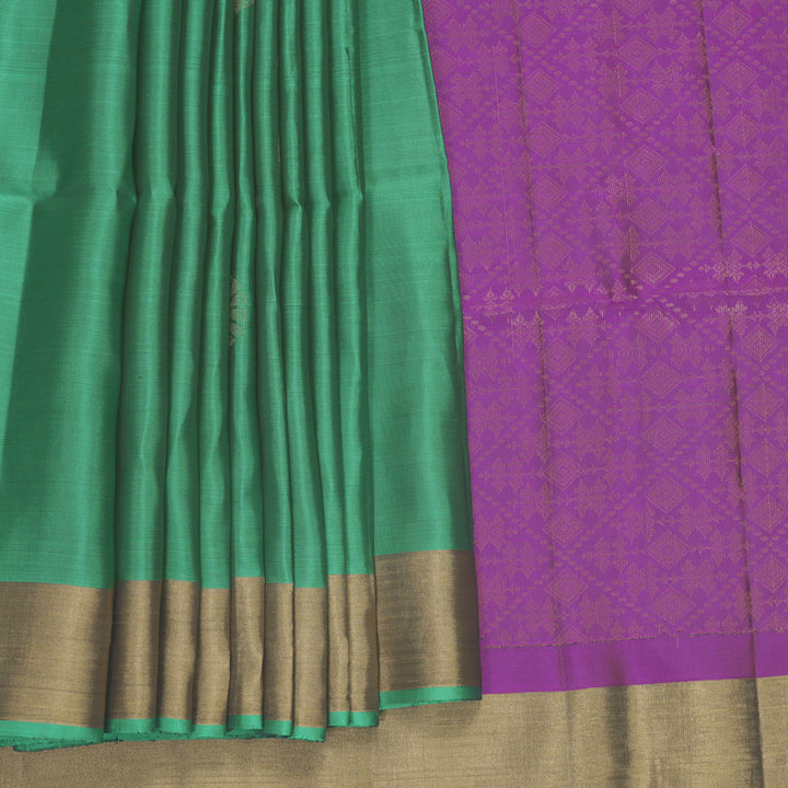 Hayagrivas Sea Green Handloom Soft Silk Saree KBF883H1-7