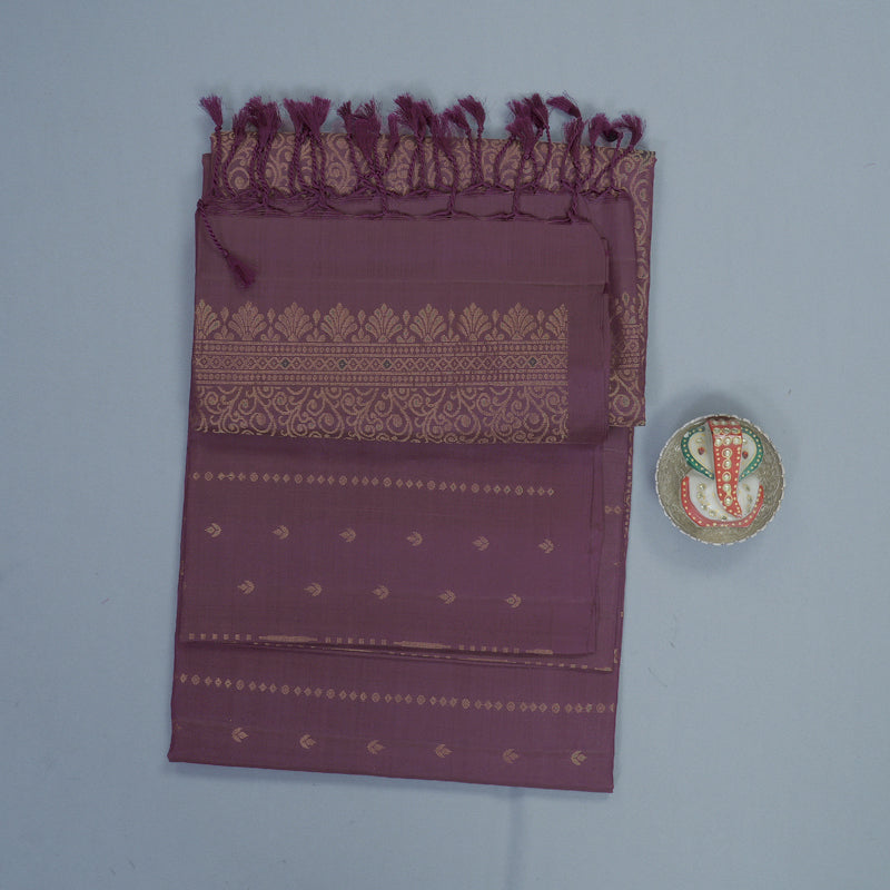 Hayagrivas Dark Purple Handloom Soft Silk Saree KBF883H10-2