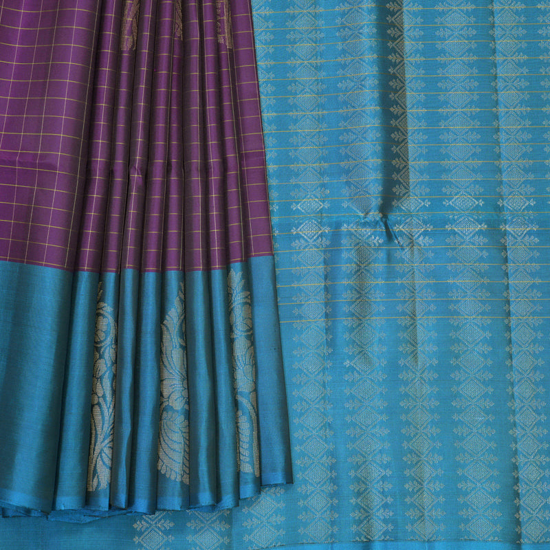 Hayagrivas Purple Handloom Soft Silk Saree KBF883H13-1