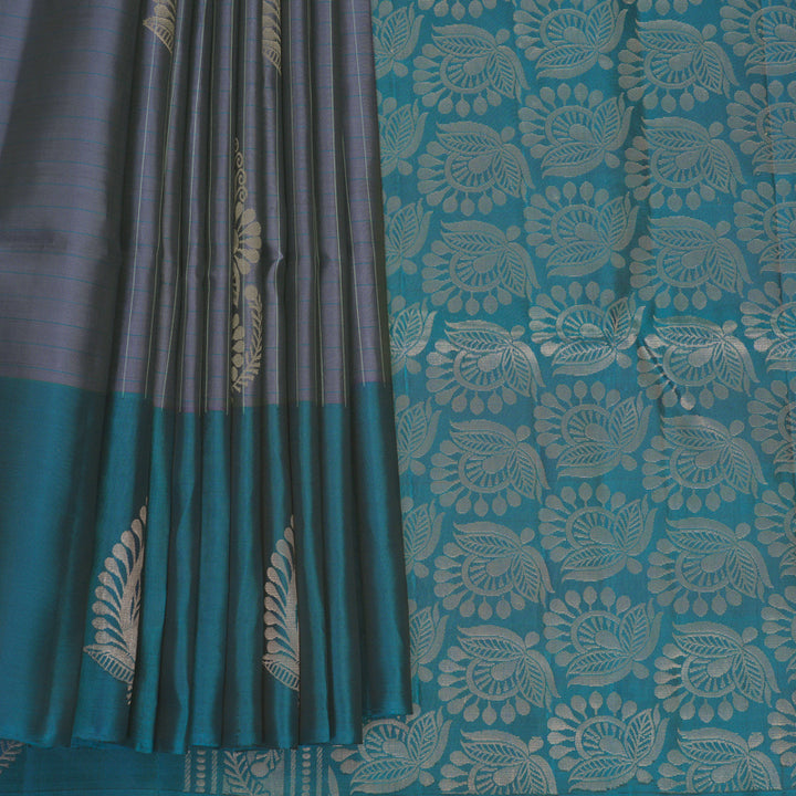 Hayagrivas Grey Handloom Soft Silk Saree KBF883H13-3