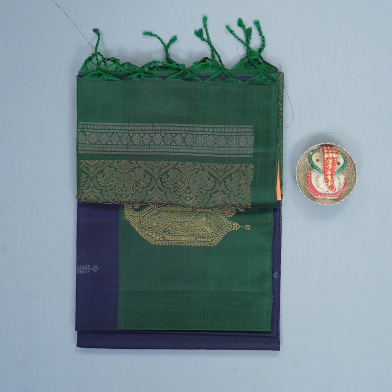 Hayagrivas Ink Blue Handloom Soft Silk Saree KBF883H14-2