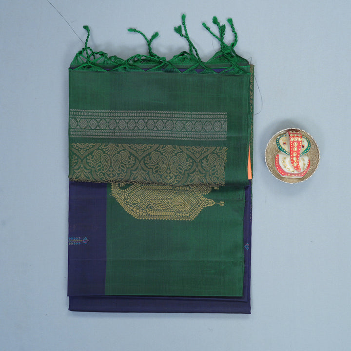 Hayagrivas Ink Blue Handloom Soft Silk Saree KBF883H14-2