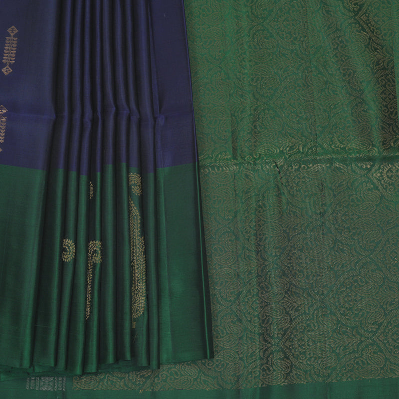 Hayagrivas Ink Blue Handloom Soft Silk Saree KBF883H14-2