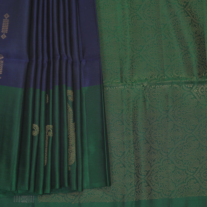 Hayagrivas Ink Blue Handloom Soft Silk Saree KBF883H14-2