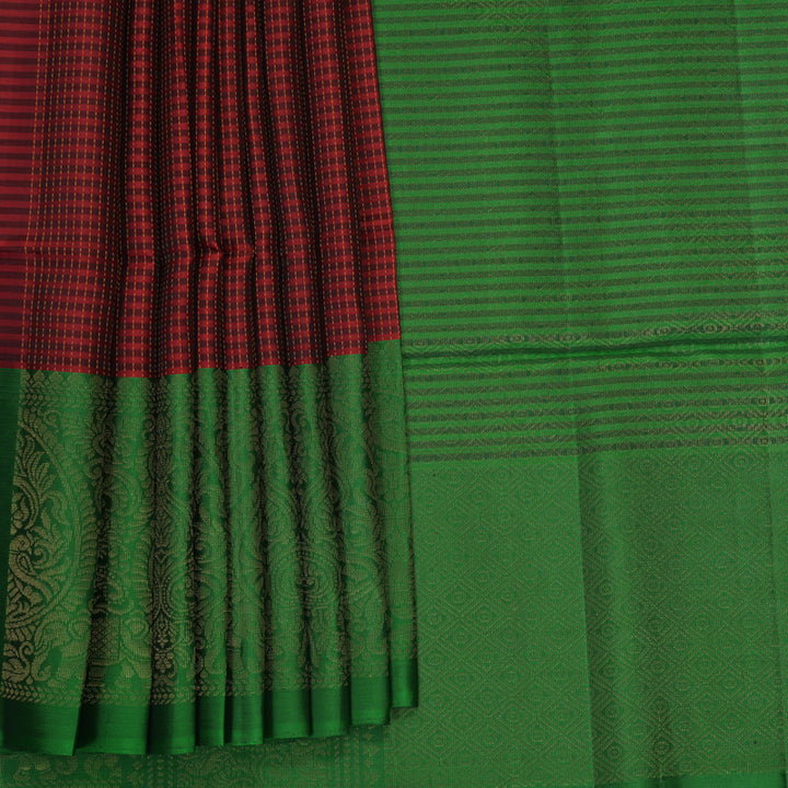 Hayagrivas Maroon Handloom Soft Silk Saree KBF883H17-1