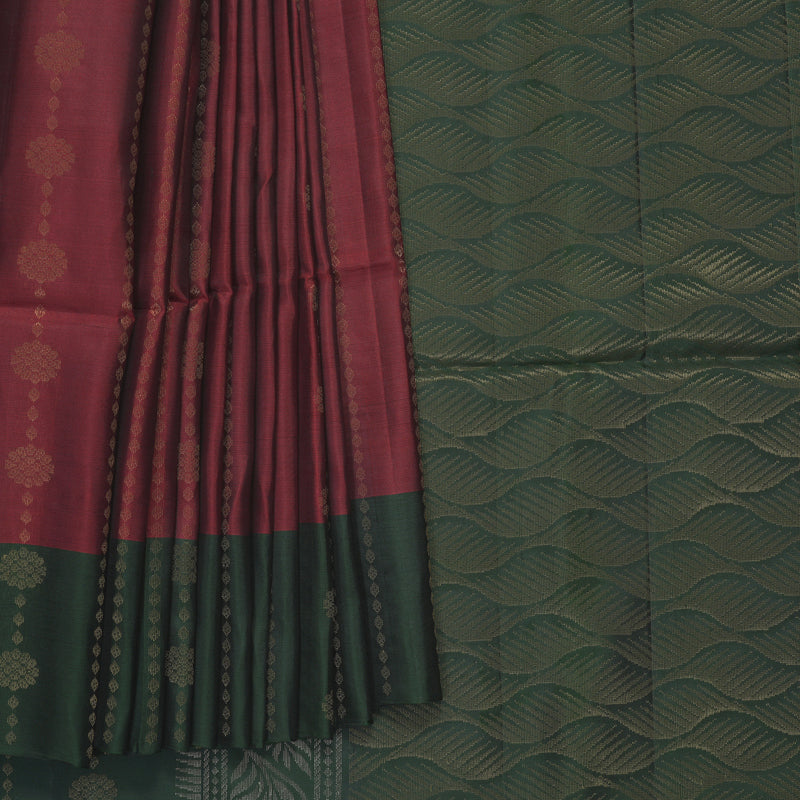Hayagrivas Maroon Handloom Soft Silk Saree KBF883H2-19