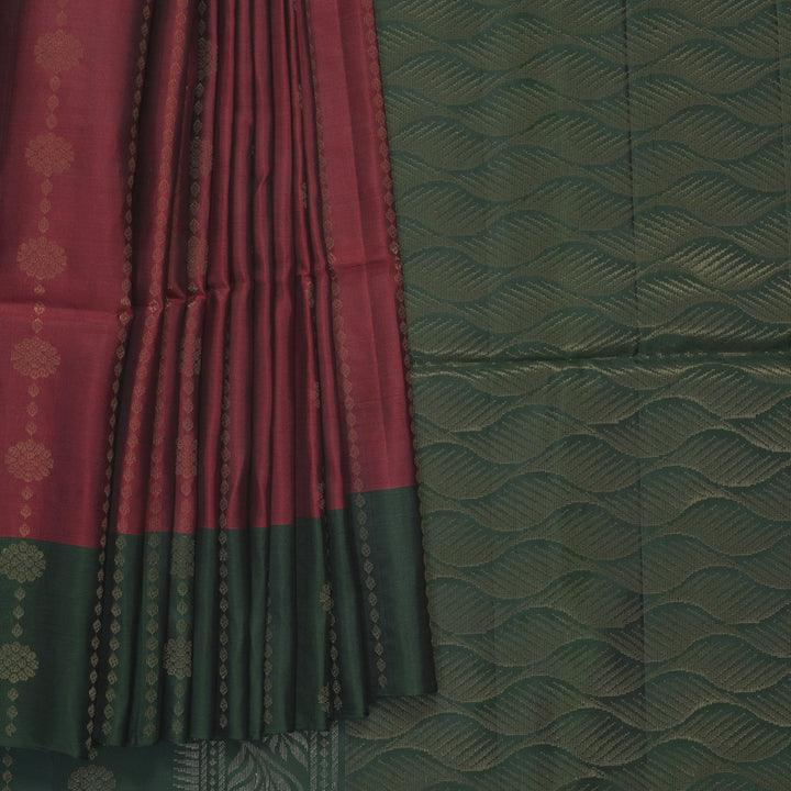 Hayagrivas Maroon Handloom Soft Silk Saree KBF883H2-19
