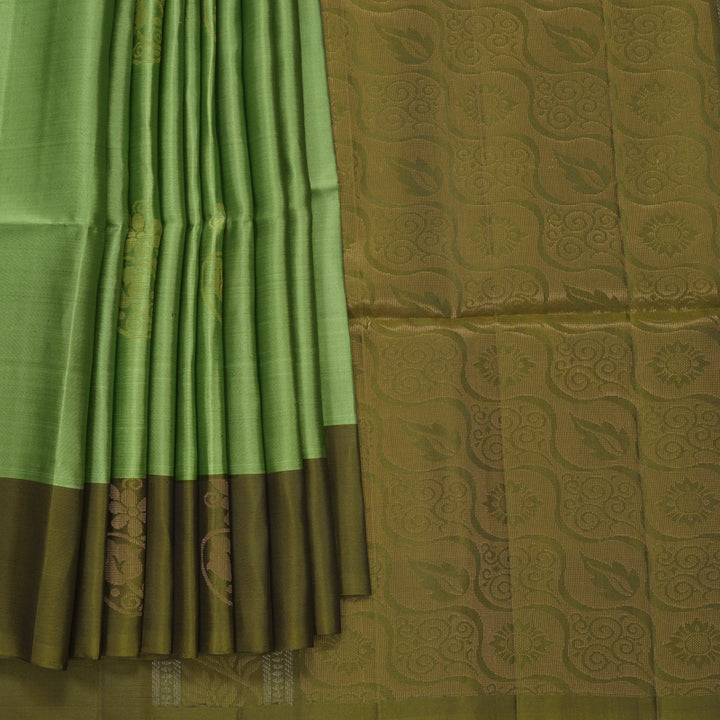 Hayagrivas Pista Green Handloom Soft Silk Saree KBF883H2-2