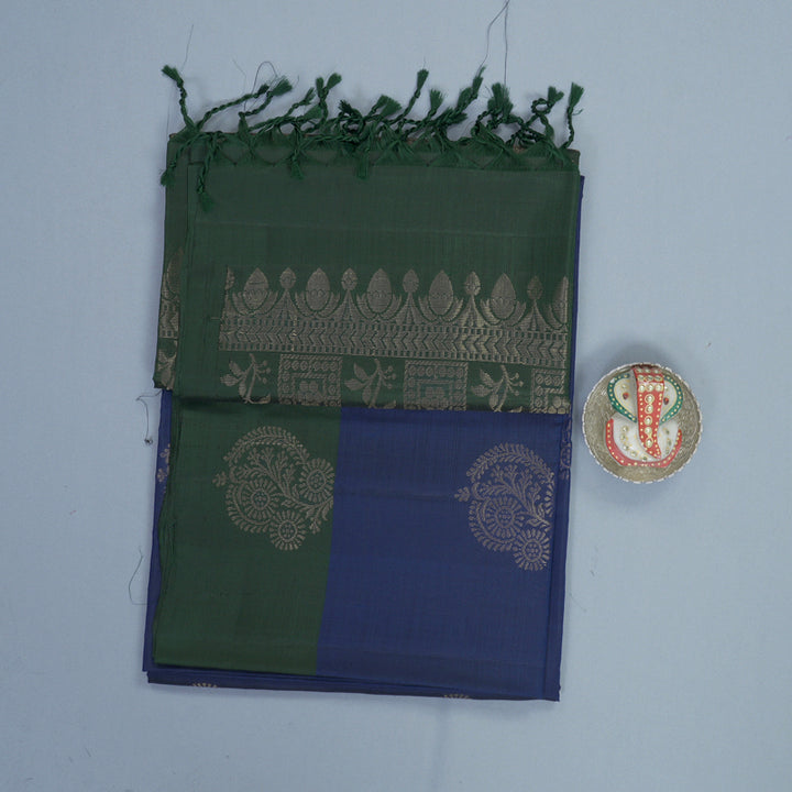 Hayagrivas Midnight Blue Handloom Soft Silk Saree KBF883H2-22