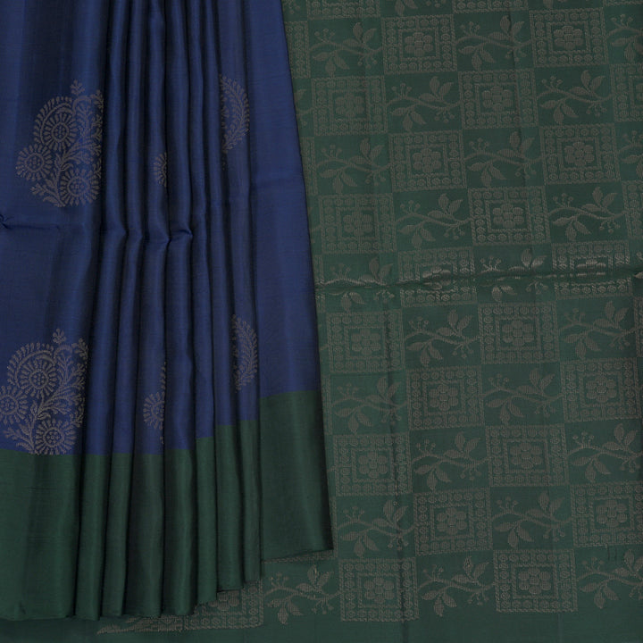 Hayagrivas Midnight Blue Handloom Soft Silk Saree KBF883H2-22