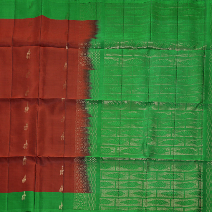 Hayagrivas Rust Red Handloom Soft Silk Saree KBF883H2-23