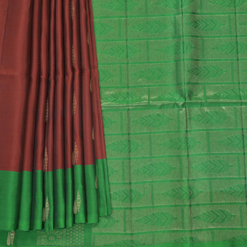 Hayagrivas Rust Red Handloom Soft Silk Saree KBF883H2-23