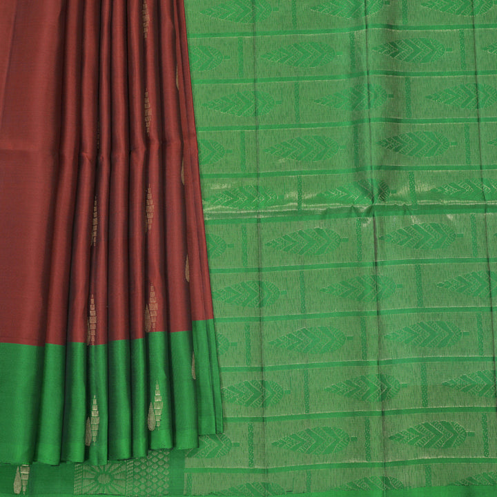 Hayagrivas Rust Red Handloom Soft Silk Saree KBF883H2-23