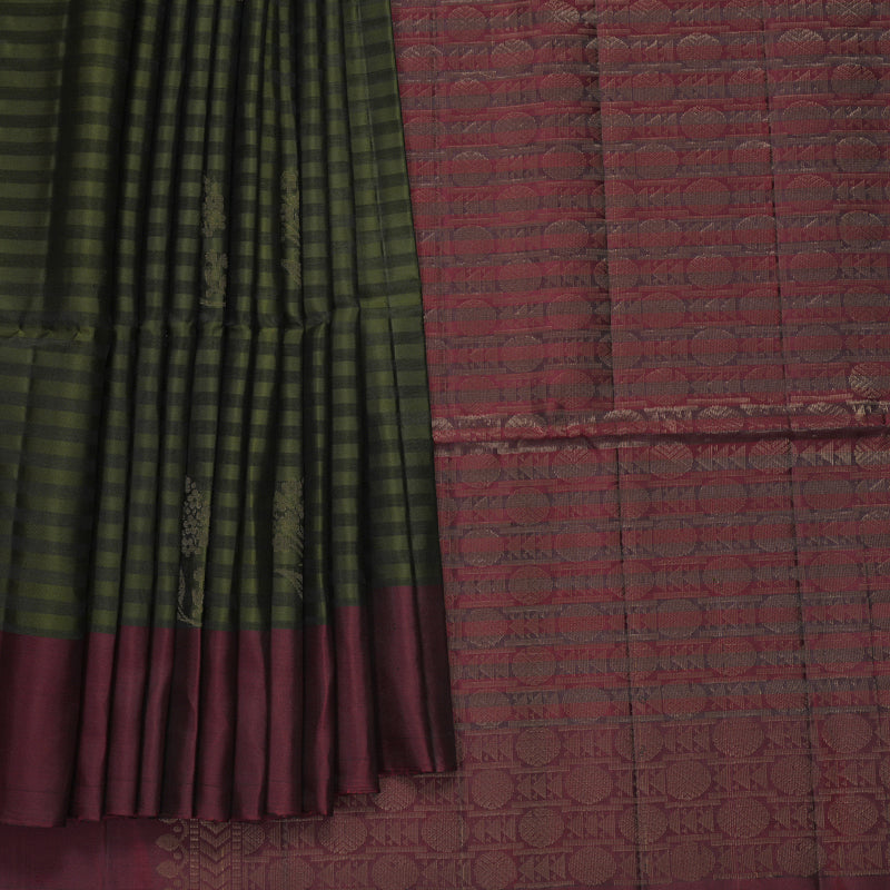 Hayagrivas Mehandi Green Handloom Soft Silk Saree KBF883H2-30