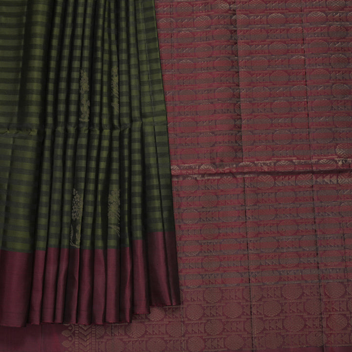 Hayagrivas Mehandi Green Handloom Soft Silk Saree KBF883H2-30