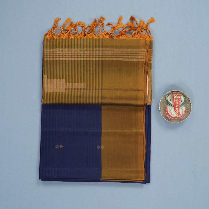 Hayagrivas Dark Blue Stripes Handloom Soft Silk Saree KBF883H2-7
