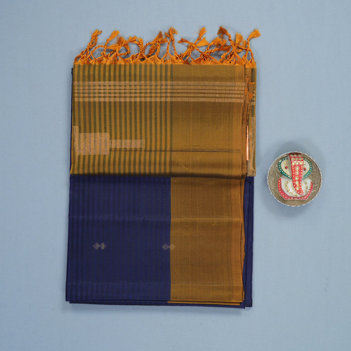 Hayagrivas Dark Blue Stripes Handloom Soft Silk Saree KBF883H2-7