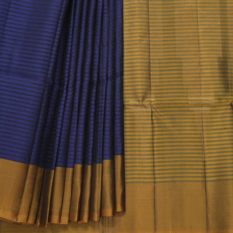 Hayagrivas Dark Blue Stripes Handloom Soft Silk Saree KBF883H2-7