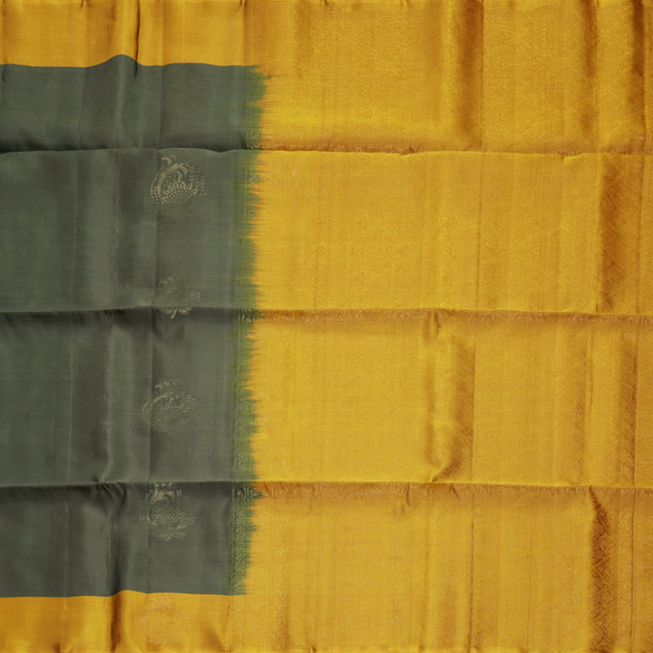 Hayagrivas Cement Green Handloom Soft Silk Saree KBF883H2-9