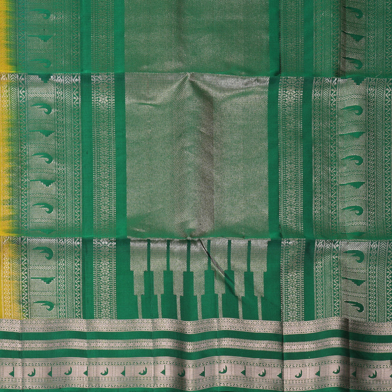 Hayagrivas Yellow-Green Handloom Soft Silk Saree KBF883H20-2