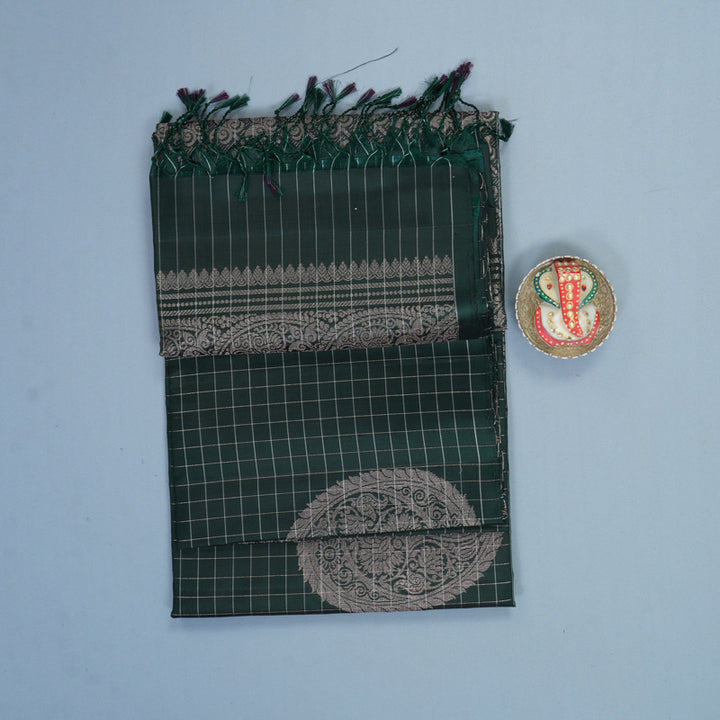 Hayagrivas Bottle Green Handloom Soft Silk Saree KBF883H22-2