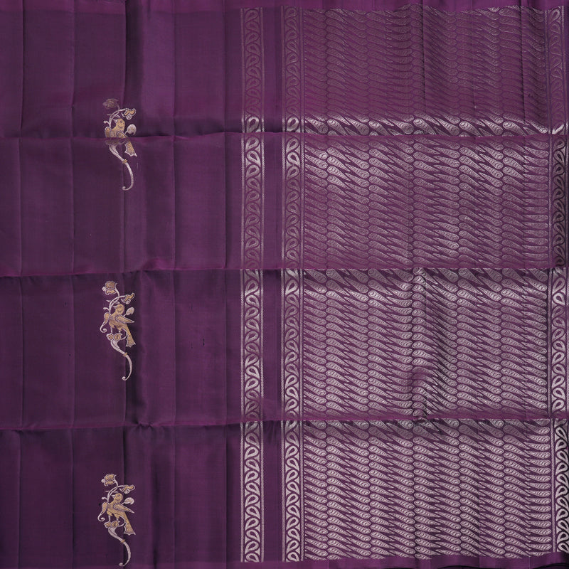 Hayagrivas Dark Purple Handloom Soft Silk Saree KBF883H23-3