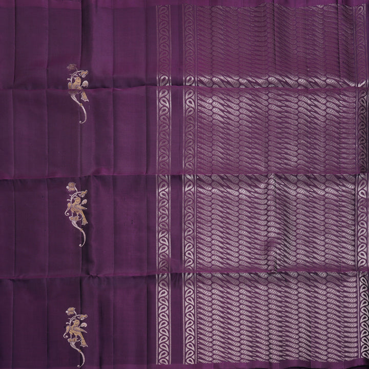 Hayagrivas Dark Purple Handloom Soft Silk Saree KBF883H23-3