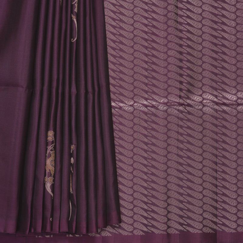 Hayagrivas Dark Purple Handloom Soft Silk Saree KBF883H23-3