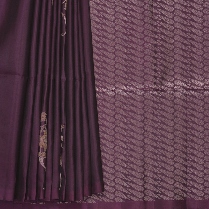 Hayagrivas Dark Purple Handloom Soft Silk Saree KBF883H23-3