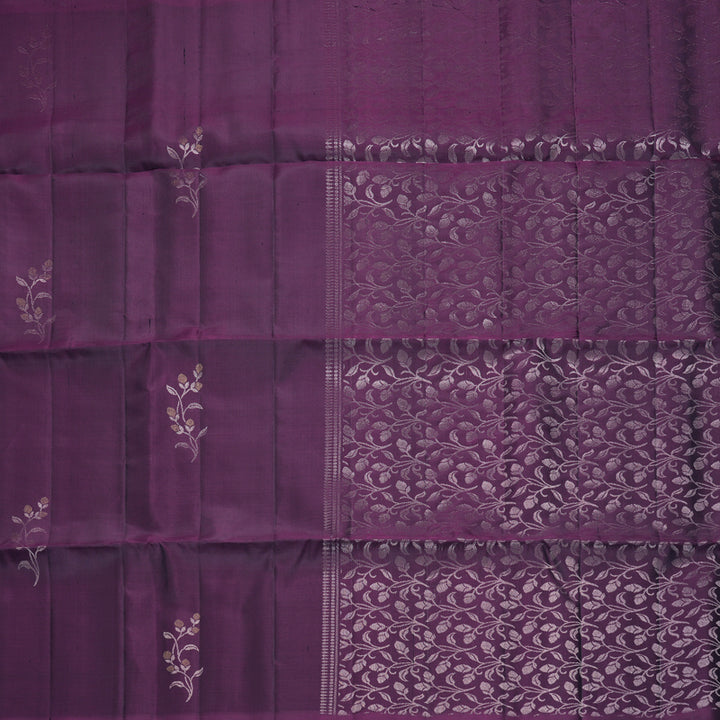 Hayagrivas Dark Purple Handloom Soft Silk Saree KBF883H23-6