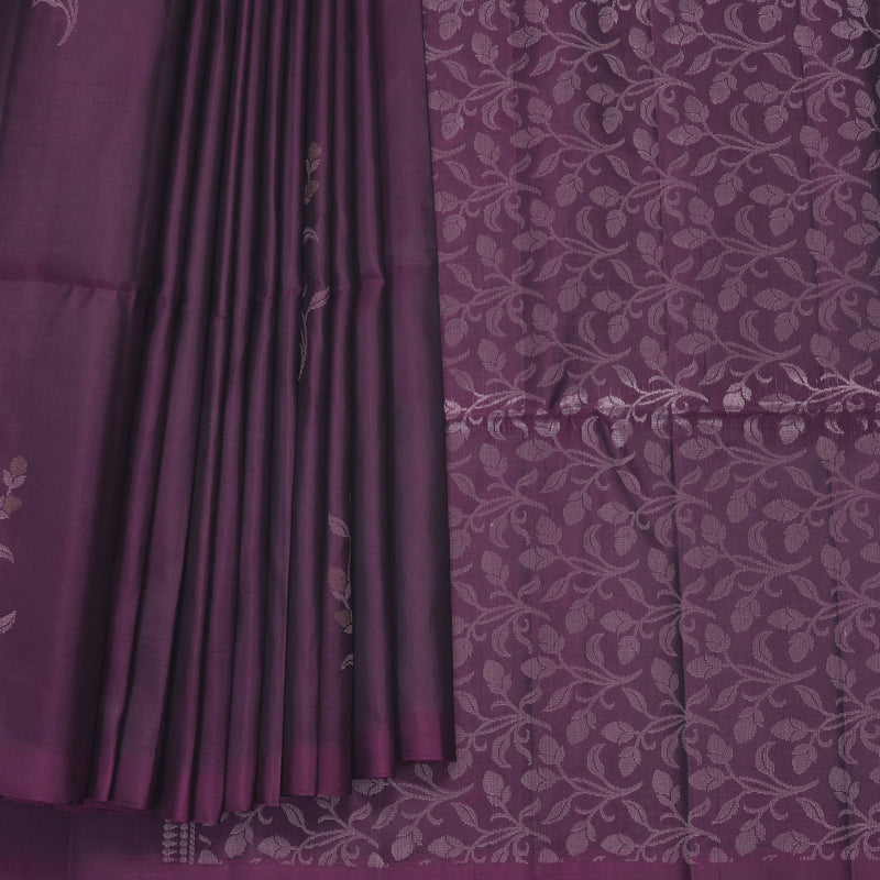 Hayagrivas Dark Purple Handloom Soft Silk Saree KBF883H23-6